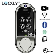 LOCKLY Vision Fire Rated Deadbolt Edition in Satin Nickel, Built-in HD Video camera, 2-way real-time voice LCK-PGD798-USN